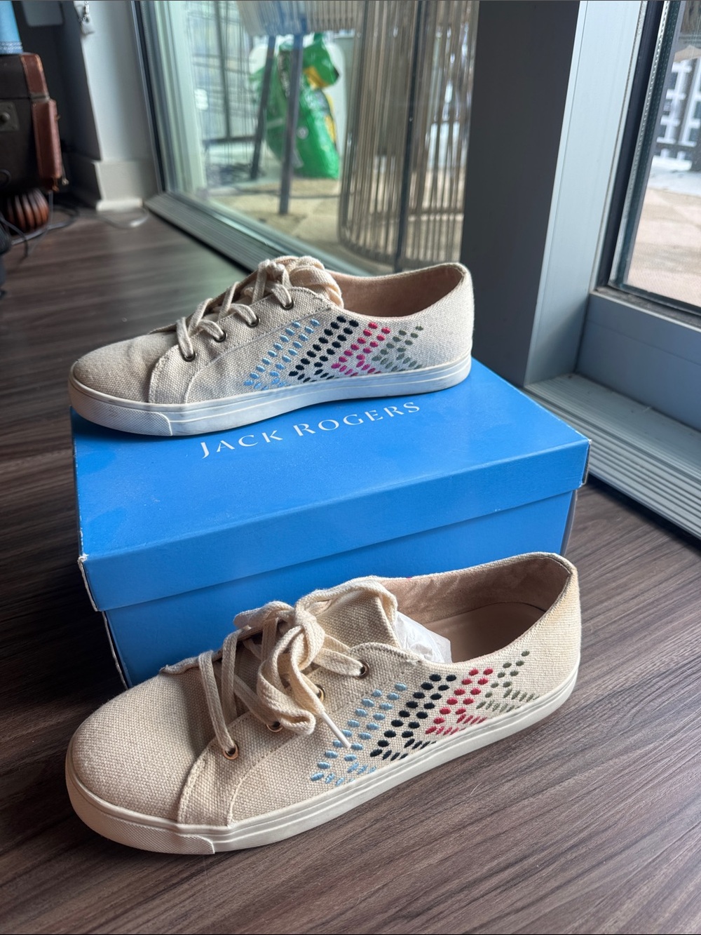 Jack Rogers | Luna Sneakers | Beige Canvas Sneakers | Size 10